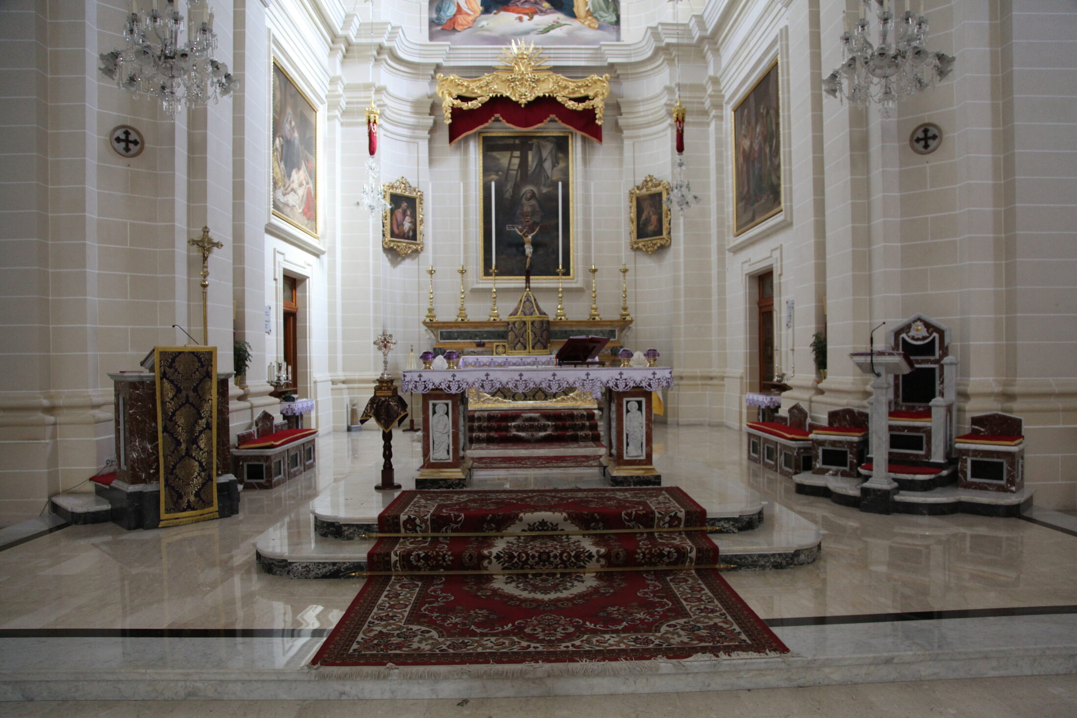 Interior of Mater Dolorosa Parish Church in St. Paul's Bay, Malta